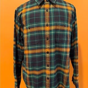 Men's Green/Navy/Cognac Plaid Flannel Sport Shirt